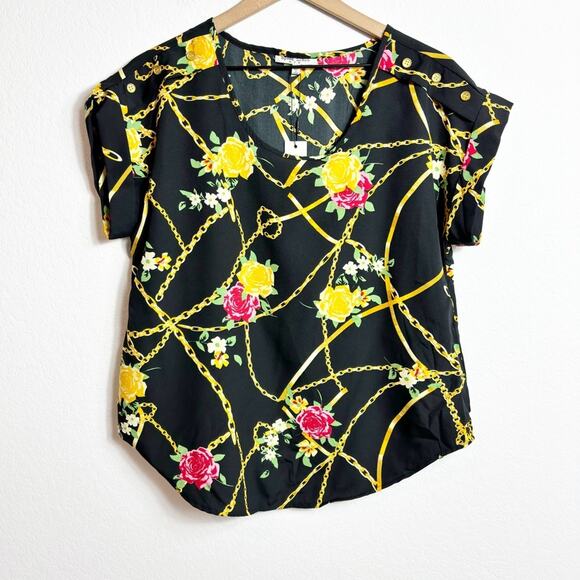 SPEED LIMIT XL FLORAL PRINT SHORT SLEEVE WOMEN BLOUSE BRAND NEW WITH TAGS - Picture 1 of 7